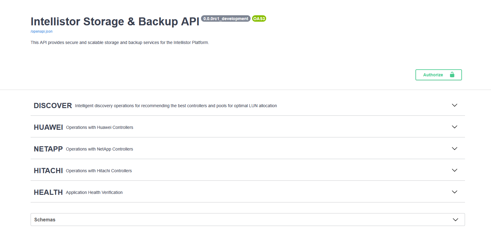 Interface da API Intellistor